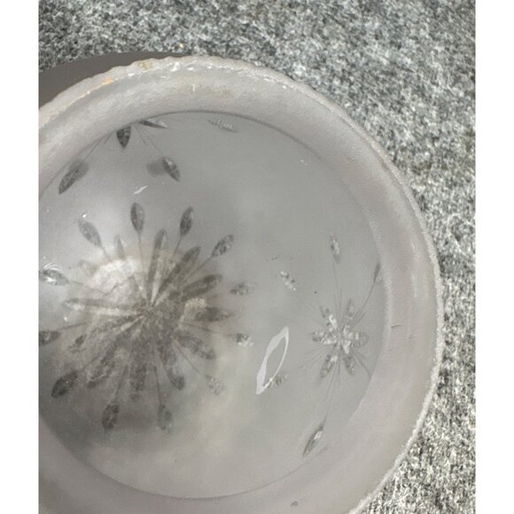 Vtg Frosted Glass Ceiling Light Fixture Globe With Floral Pattern - Picture 3 of 6